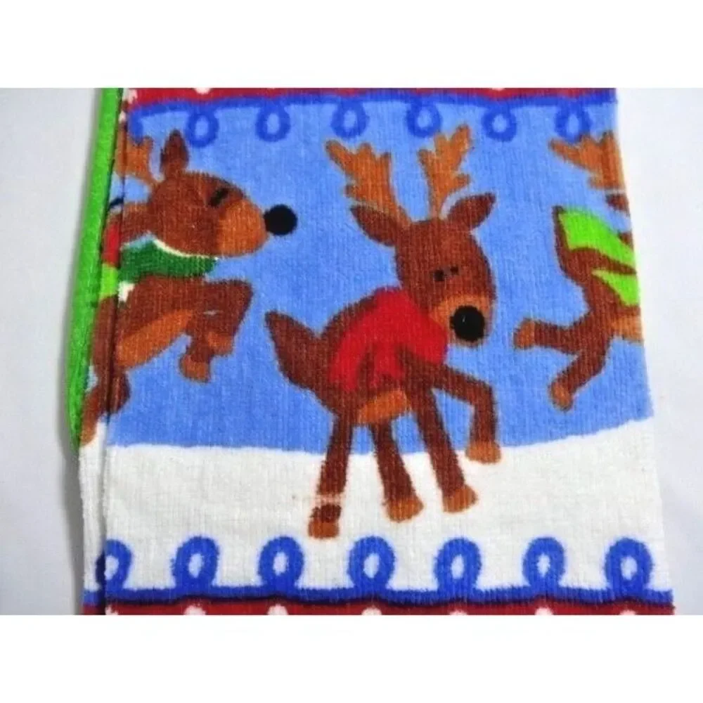 Retro Reindeer in Snow Kitchen Towels Holiday Potholders Dishcloth Christmas NEW